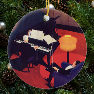 Vintag Art Deco Music Lounge Piano Pianist Keramikornament