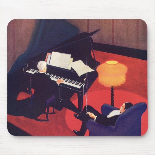 Vintag Art Deco Music Lounge Piano Pianist Mousepad (Vorne)