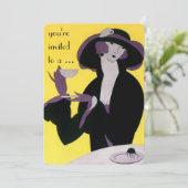 Vintag Art Deco Nachmittag Tee Party Brautparty Einladung (Stehend Vorderseite)