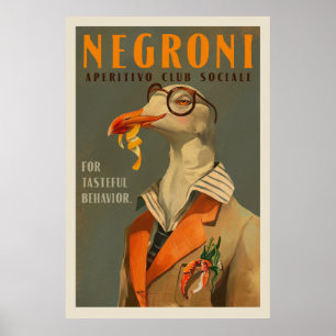 Vintag Art Deco Negroni Seepromenade Bar Lugano Poster