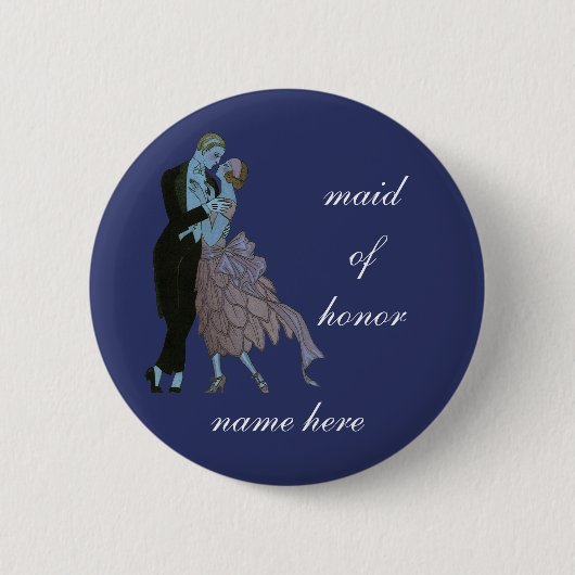 Vintag Art Deco Newlyweds, Liebe Wedding Dance Button (Vorderseite)