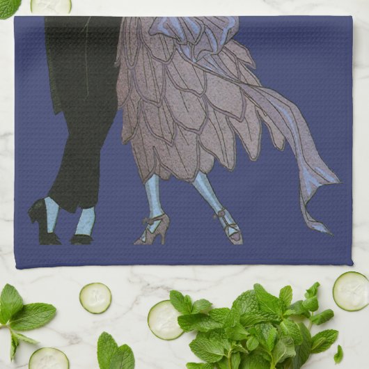 Vintag Art Deco Newlyweds, Liebe Wedding Dance Geschirrtuch (Gefaltet)