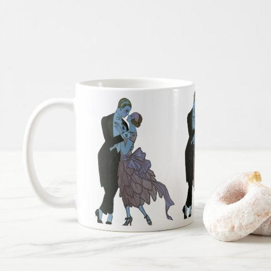 Vintag Art Deco Newlyweds, Liebe Wedding Dance Kaffeetasse (Mit Donut)