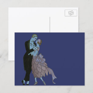 Vintag Art Deco Newlyweds, Liebe Wedding Dance Postkarte
