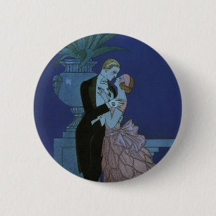 Vintag Art Deco Newlyweds, Oui von George Barbier Button