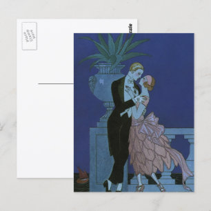 Vintag Art Deco Newlyweds, Oui von George Barbier Postkarte
