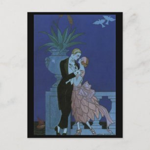 Vintag Art Deco Newlyweds Save the Date Ankündigungspostkarte