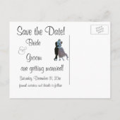 Vintag Art Deco Newlyweds Save the Date Ankündigungspostkarte (Rückseite)