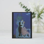 Vintag Art Deco Newlyweds Save the Date Ankündigungspostkarte (Stehend Vorderseite)