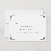 Vintag Art Deco Nouveau Schwarz-weiß RSVP Karte (Rückseite)