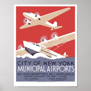 Vintag Art Deco NYC Gemeindeflughafen WPA Poster