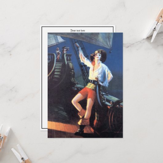 Vintag Art Deco Pirate Karte (Vorderseite/Rückseite Beispiel)