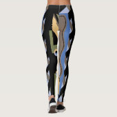 Vintag Art Deco Pochoir Jazz Cubism Muster Leggings (Rückseite)