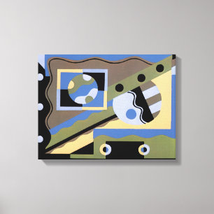 Vintag Art Deco Pochoir Jazz Cubism Muster Leinwanddruck