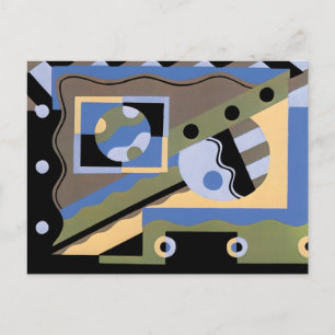 Vintag Art Deco Pochoir Jazz Cubism Muster Postkarte