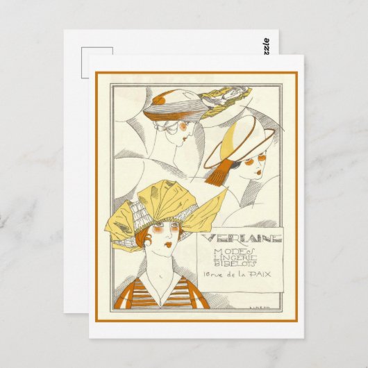 Vintag Art Deco Postkarte (Vorne/Hinten)