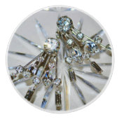 Vintag Art Deco Rhinestones Keramikknauf (Vorderseite)