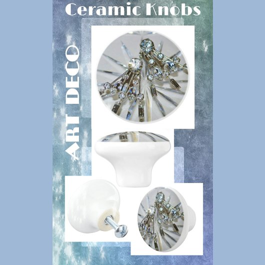 Vintag Art Deco Rhinestones Keramikknauf