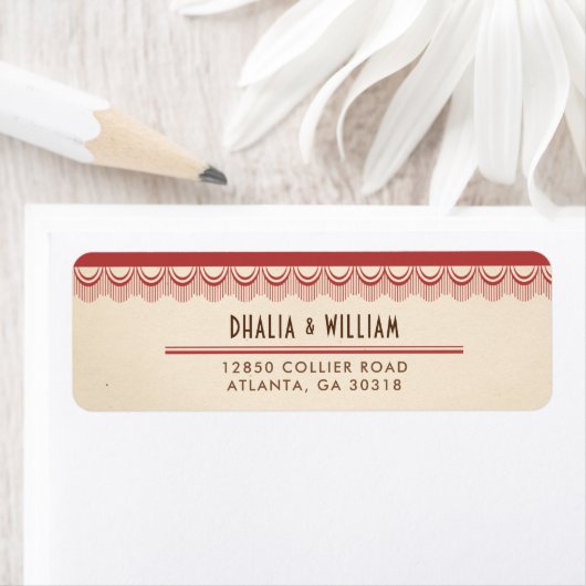 Vintag Art Deco Rote Rücksendeadresse (Insitu)