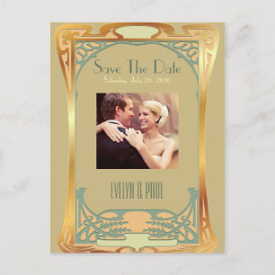 Vintag Art Deco Save the Date ~ Gatsby Inspiriert Ankündigungspostkarte