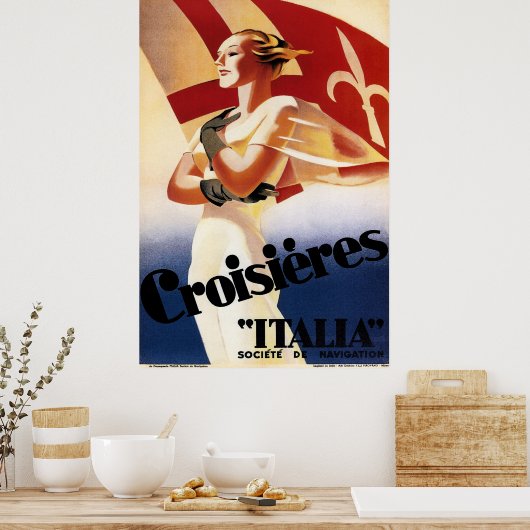 Vintag Art Deco Schifffahrt Werbeplakat Poster (Küche)