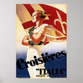 Vintag Art Deco Schifffahrt Werbeplakat Poster (Vorne)