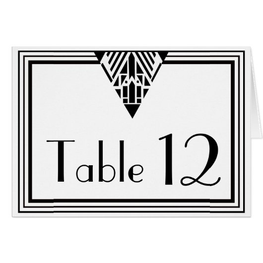 Vintag Art Deco Schwarz-weiß Frame #1 Tischnummer (Vorderseite (Horizontal))