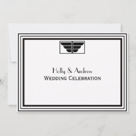 Vintag Art Deco Schwarz-weiß Frame #2 H Wedding Einladung