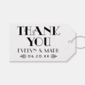 Vintag Art Deco Schwarz-weiß Wedding Danke Geschenkanhänger (Vorderseite (Horizontal))