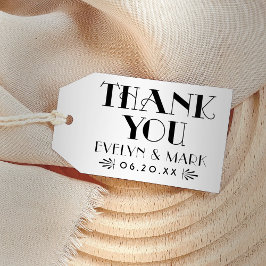Vintag Art Deco Schwarz-weiß Wedding Danke Geschenkanhänger