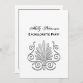 Vintag Art Deco Silver Plume Arabesque Einladung (Vorne/Hinten)