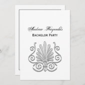 Vintag Art Deco Silver Plume Arabesque Einladung (Vorne/Hinten)