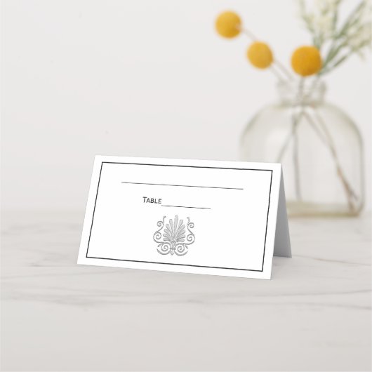 Vintag Art Deco Silver Plume Arabesque Platzkarte (Rückseite)