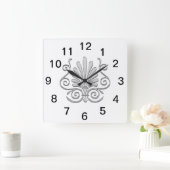 Vintag Art Deco Silver Plume Arabesque Quadratische Wanduhr (Zuhause)