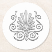 Vintag Art Deco Silver Plume Arabesque Runder Pappuntersetzer (Vorderseite)