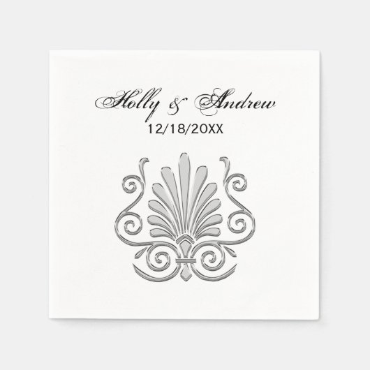 Vintag Art Deco Silver Plume Arabesque Serviette (Vorderseite)