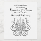 Vintag Art Deco Silver Plume Arabesque Weinetikett (Einzelnes Label)