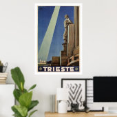 Vintag Art Deco Trieste Italienisches Reiseplakat Poster (Heimbüro)