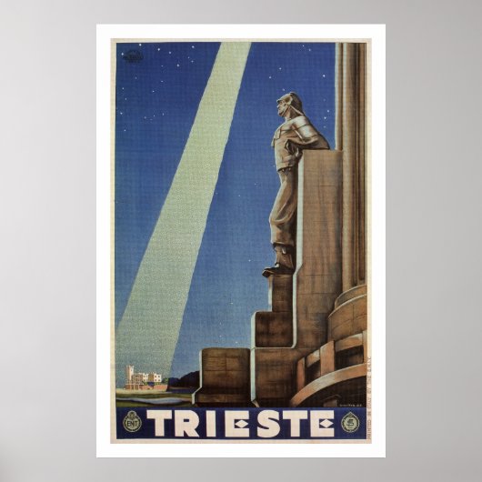 Vintag Art Deco Trieste Italienisches Reiseplakat Poster (Vorne)