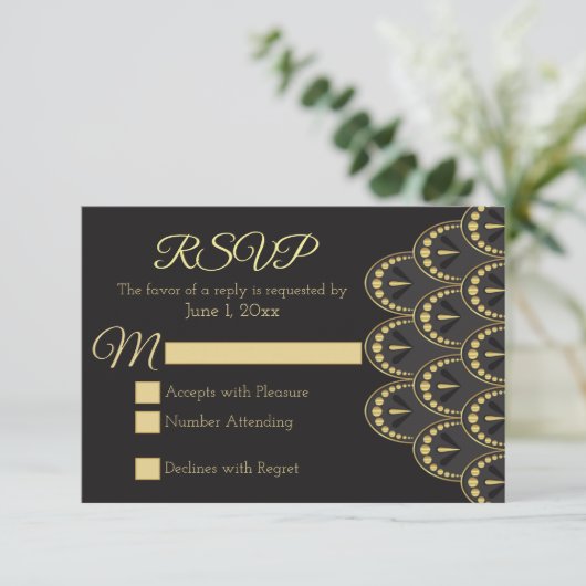 Vintag Art Deco UAWG RSVP Karte (Stehend Vorderseite)