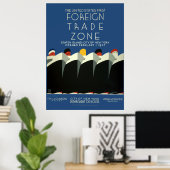 Vintag Art Deco USA 1. Außenhandelszone WPA Poster (Heimbüro)