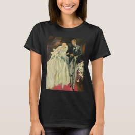 Vintag Art Deco Wedding Bridge und Groom Newlyweds T-Shirt