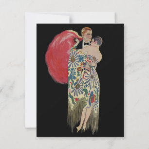 Vintag Art Deco Wedding, New Lovers Dancing Einladung