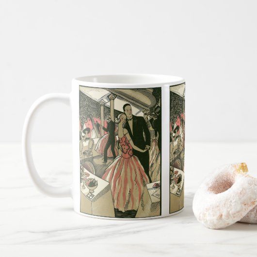 Vintag Art Deco Wedding, Newlyweds First Dance Kaffeetasse (Mit Donut)
