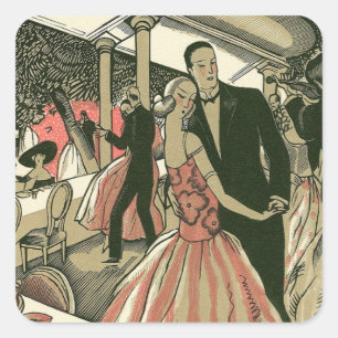 Vintag Art Deco Wedding, Newlyweds First Dance Quadratischer Aufkleber