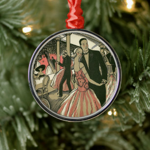 Vintag Art Deco Wedding, Newlyweds First Dance Silbernes Ornament