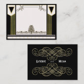 Vintag Art Deco Wedding Platzkarte Personalisiert (Vorne/Hinten)