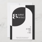 Vintag Art Deco Wedding White Black Einladung (Vorderseite)