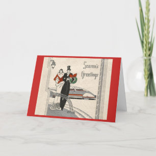 Vintag Art Deco Weihnachtscouch, Feiertagskarte