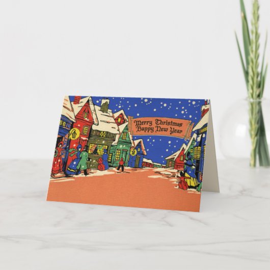 Vintag Art Deco Weihnachtskarte Feiertagskarte (Vorderseite)